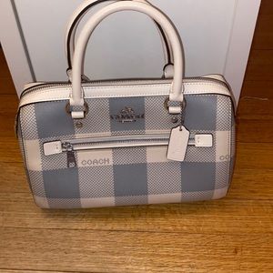 Rare blue and white Coach buffalo plaid purse